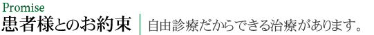 Promise 患者様とのお約束 自由診療だからできる治療があります。